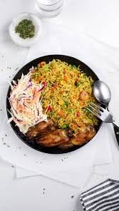 Chinese Fried Rice, salad, and Turkey